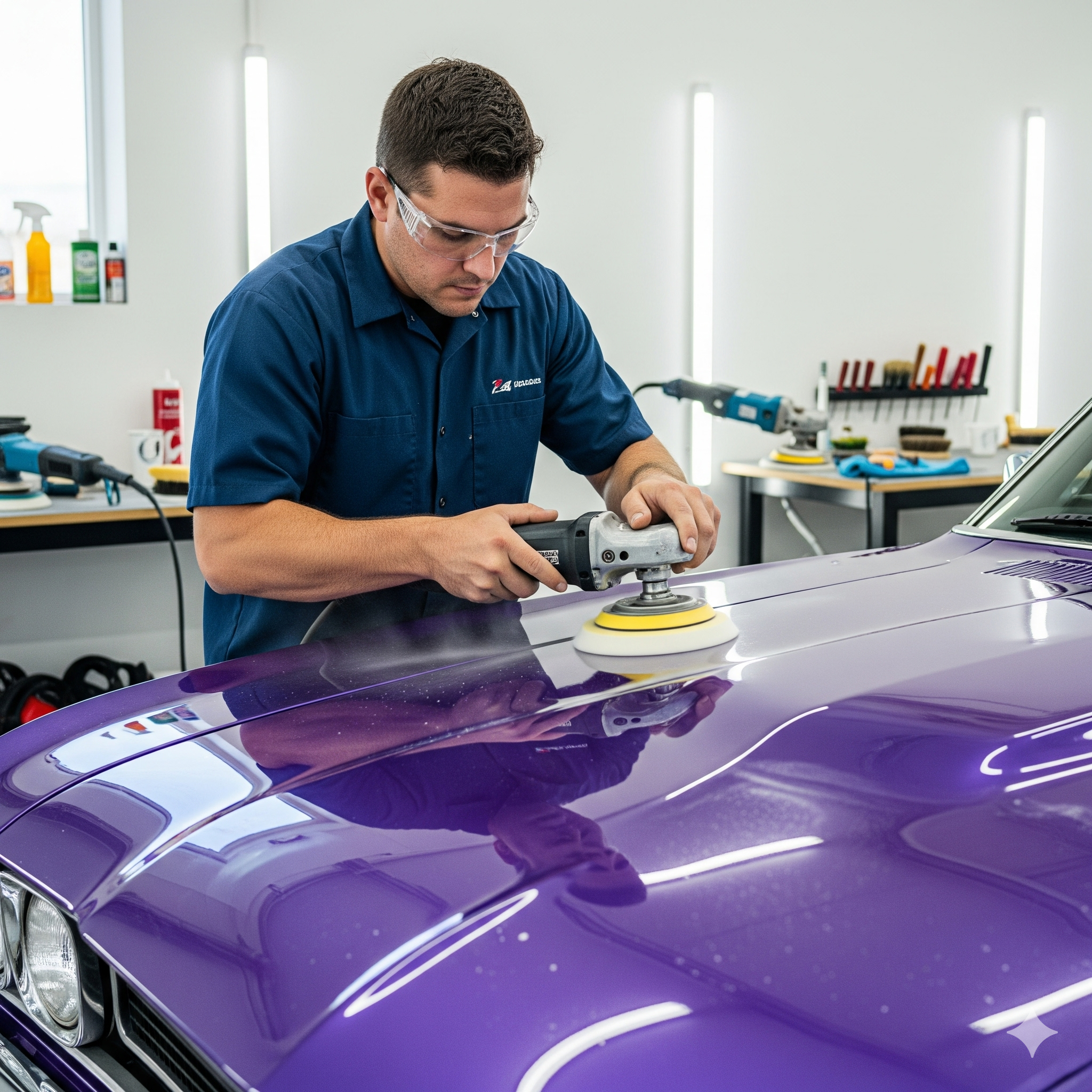 Carro sendo polido